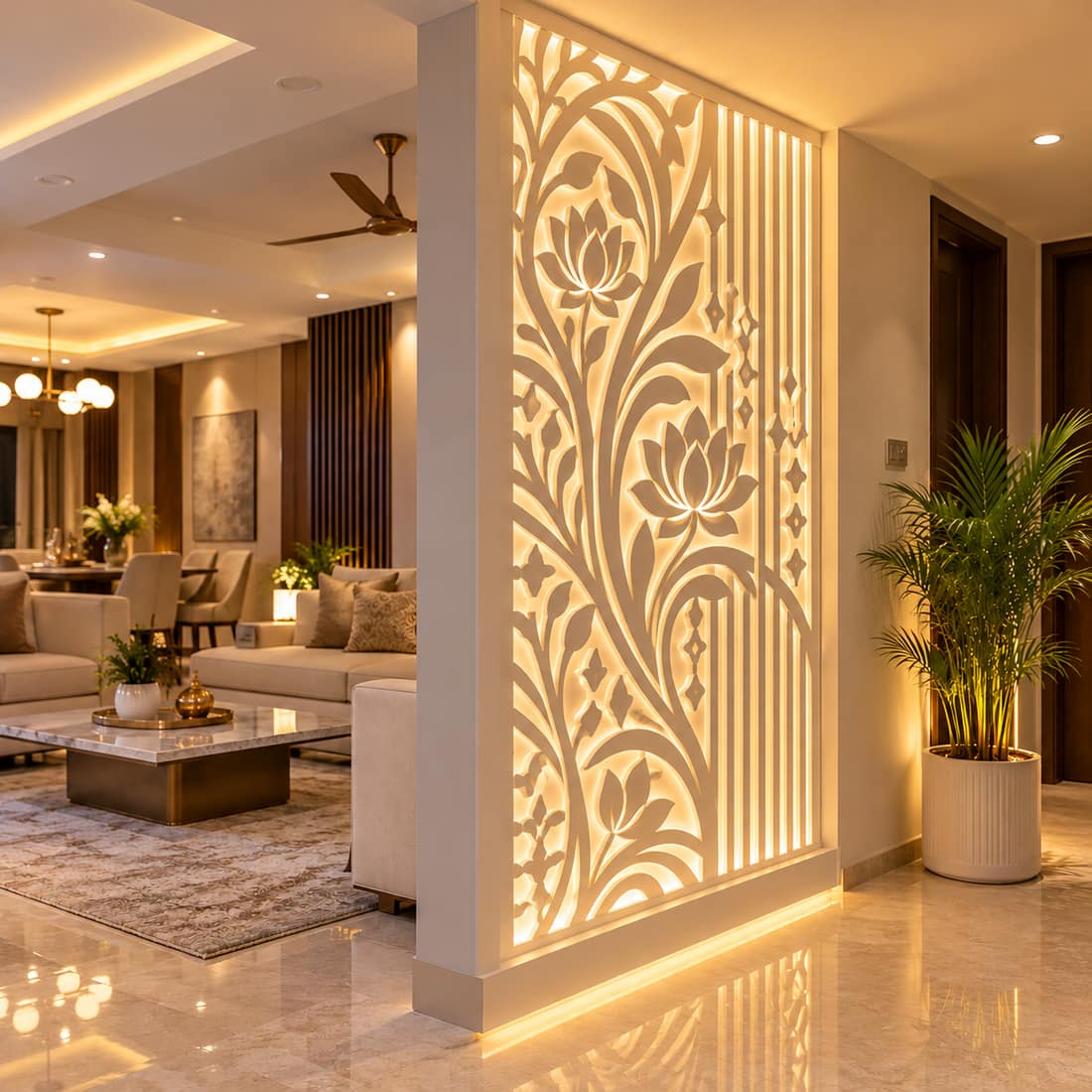 Backlit Corian wall panel, Delhi NCR