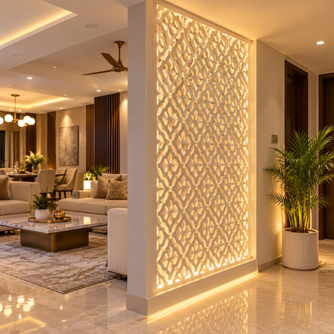 Corian jali partition screen, Delhi NCR